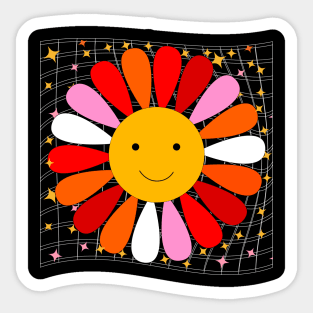 radiate positivity: retro smiley flower with sparkles Sticker